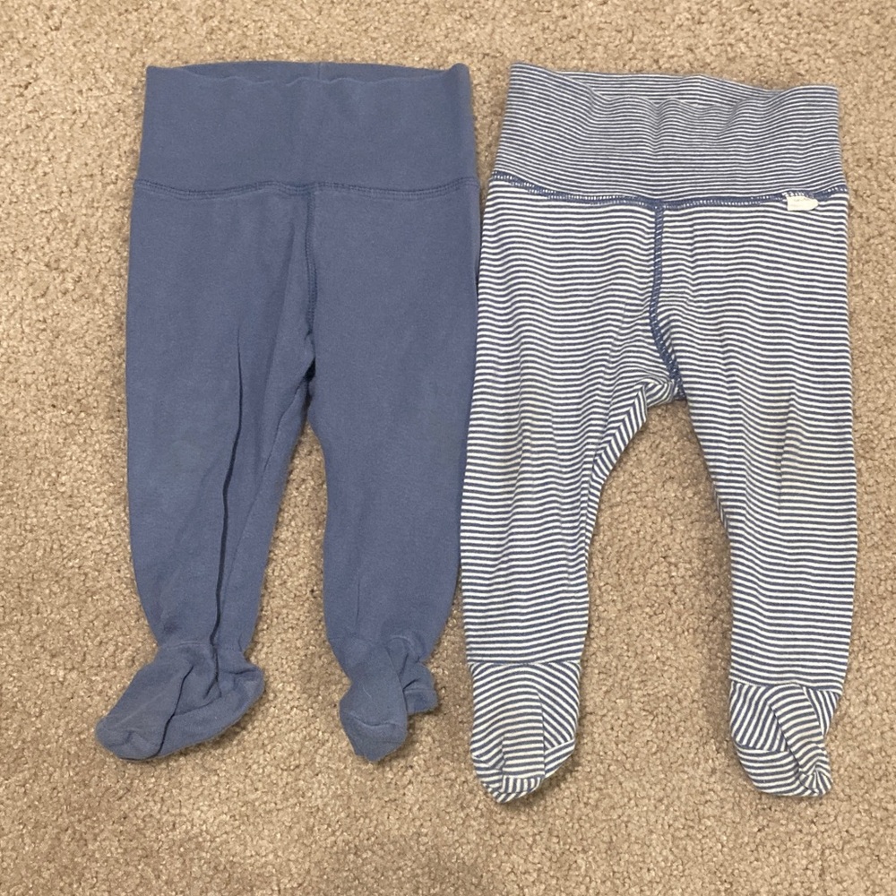 H&M Blue and Striped Kids Footies 9M, small stain pictured